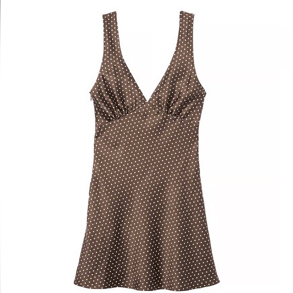 PINK Victoria's Secret Dresses & Skirts - Pink by Frankie’s bikinis brown polka dot mini satin babydoll dress